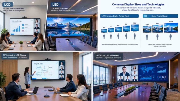 Interactive Meeting Room Display: LCD vs LED and How to Choose the Right Size