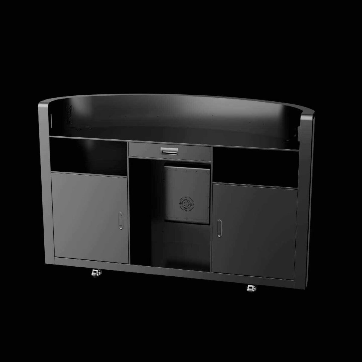 Desk With Rounded Front Design Curved LED Reception Counter | Custom LED Front Desk | NPL